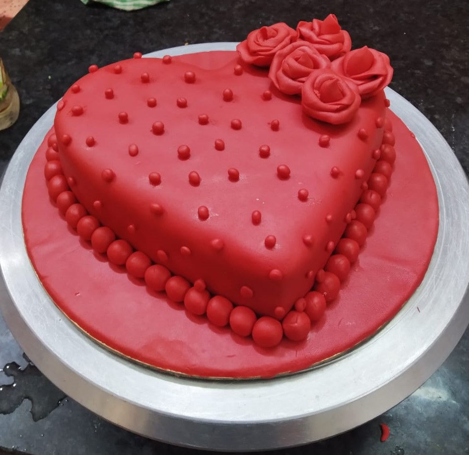 Red Rose Heart Cake (3 layer) | Local Pickup at Dewey's Bakery